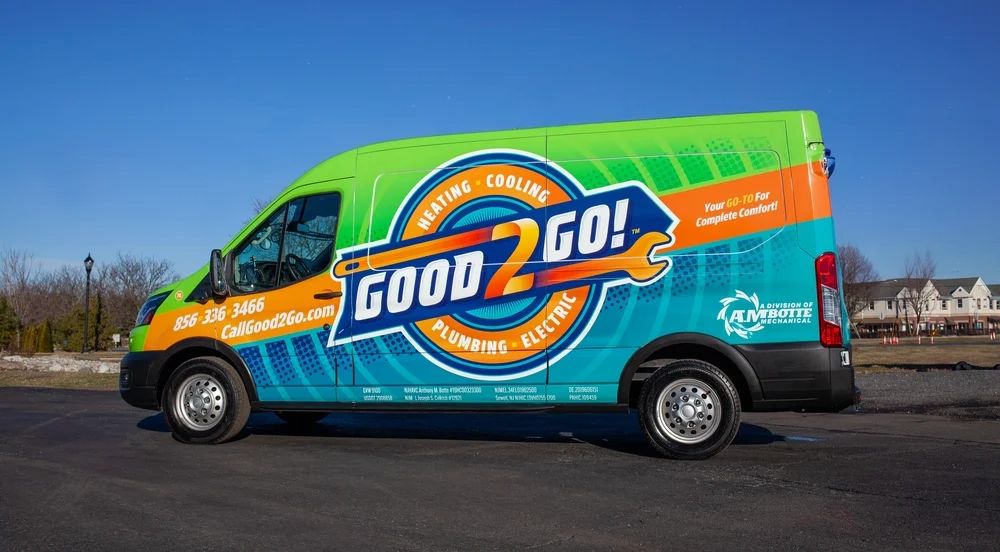 Good 2 Go Heating, Cooling, Plumbing & Electric branded service van